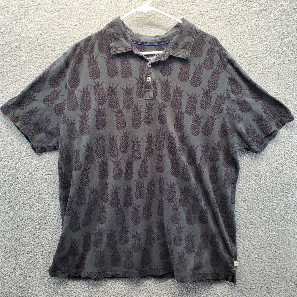 Tommy Bahama Polo Short Sleeve Shirt‎ Men XL Green Pineapple Beach